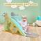 Costway 4-in-1 Rocking Horse & Slide Set Toddler Slide Toy with Basketball Hoop Blue/Pink